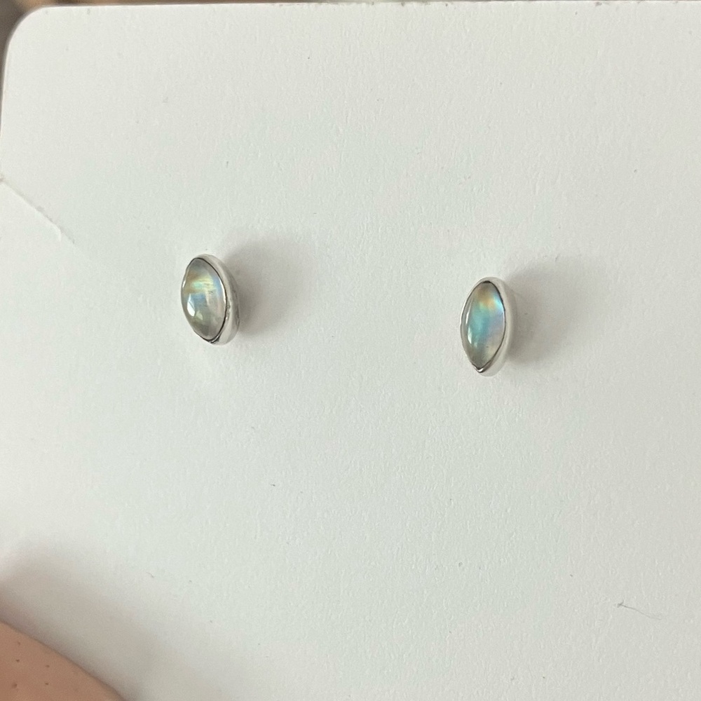 Rainbow moonstone marquis stud earrings
